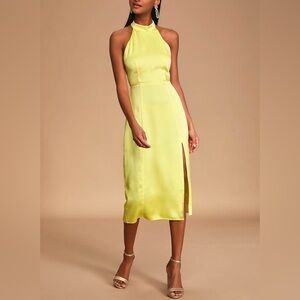 Lulus Perfectly Polished Yellow Halter Midi Dress